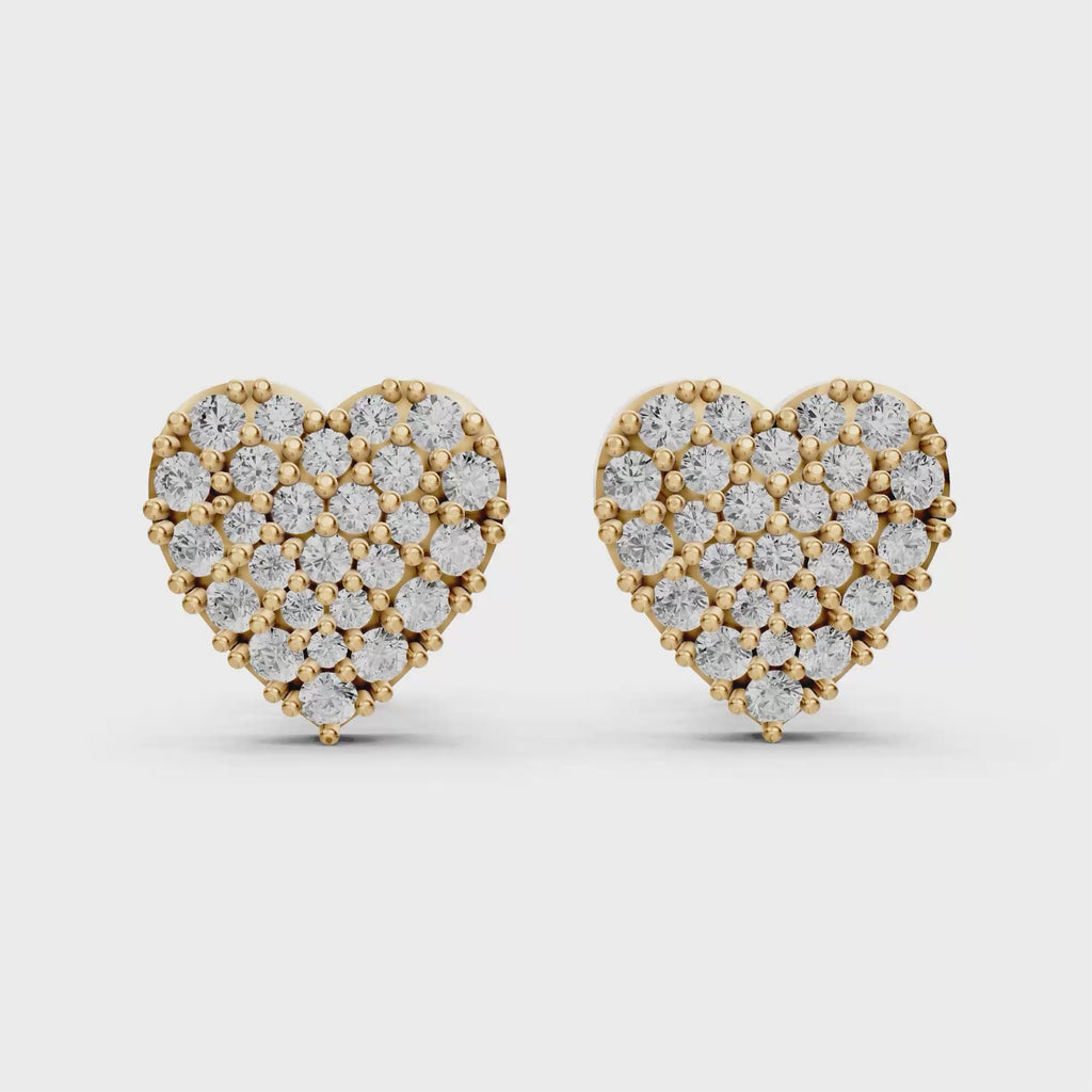 Pave Heart Studs